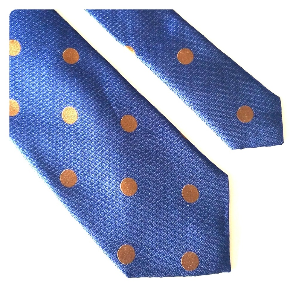 Paul Frederick Men's Blue and Gold Polka Dots Tie